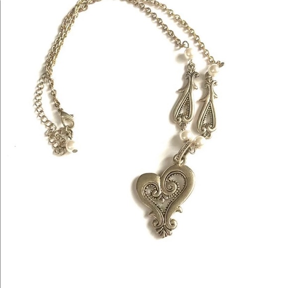 Brighton Silver Heart & Pearl Necklace - Picture 2 of 7